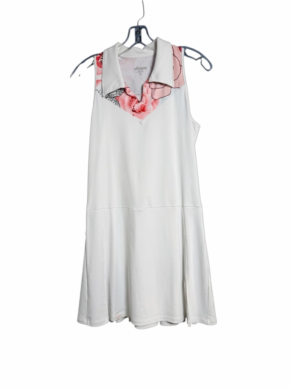 Swingdish Womens Golf Dress White Pink Floral Pleated Sleeveless Medium